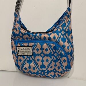 Kavu Blue and Tan Patterned Hobo Bag